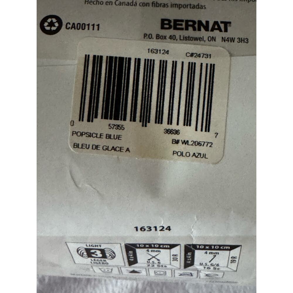 Bernat Baby Sport Popsicle Blue Ombre Yarn 9.8 oz 1004 Yards 100% Acrylic, New - Picture 3 of 4